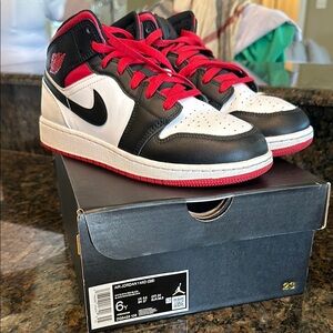 White/Gym Red-Black Air Jordan’s 1 Mid